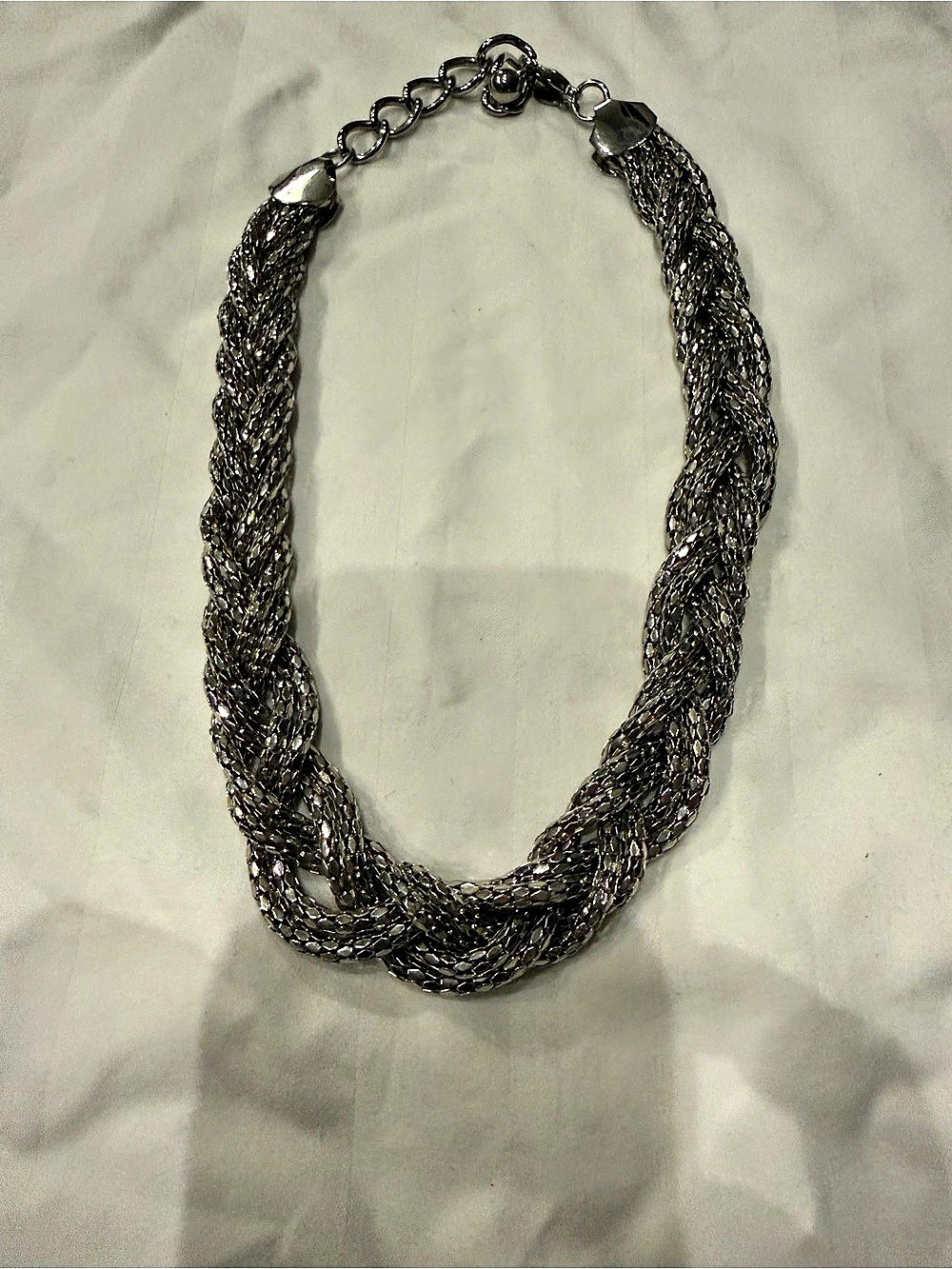 Woven Statement Necklace in Silver Like New